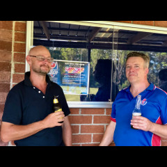 Brad and Jeff after the cricket on a Saturday afternoon